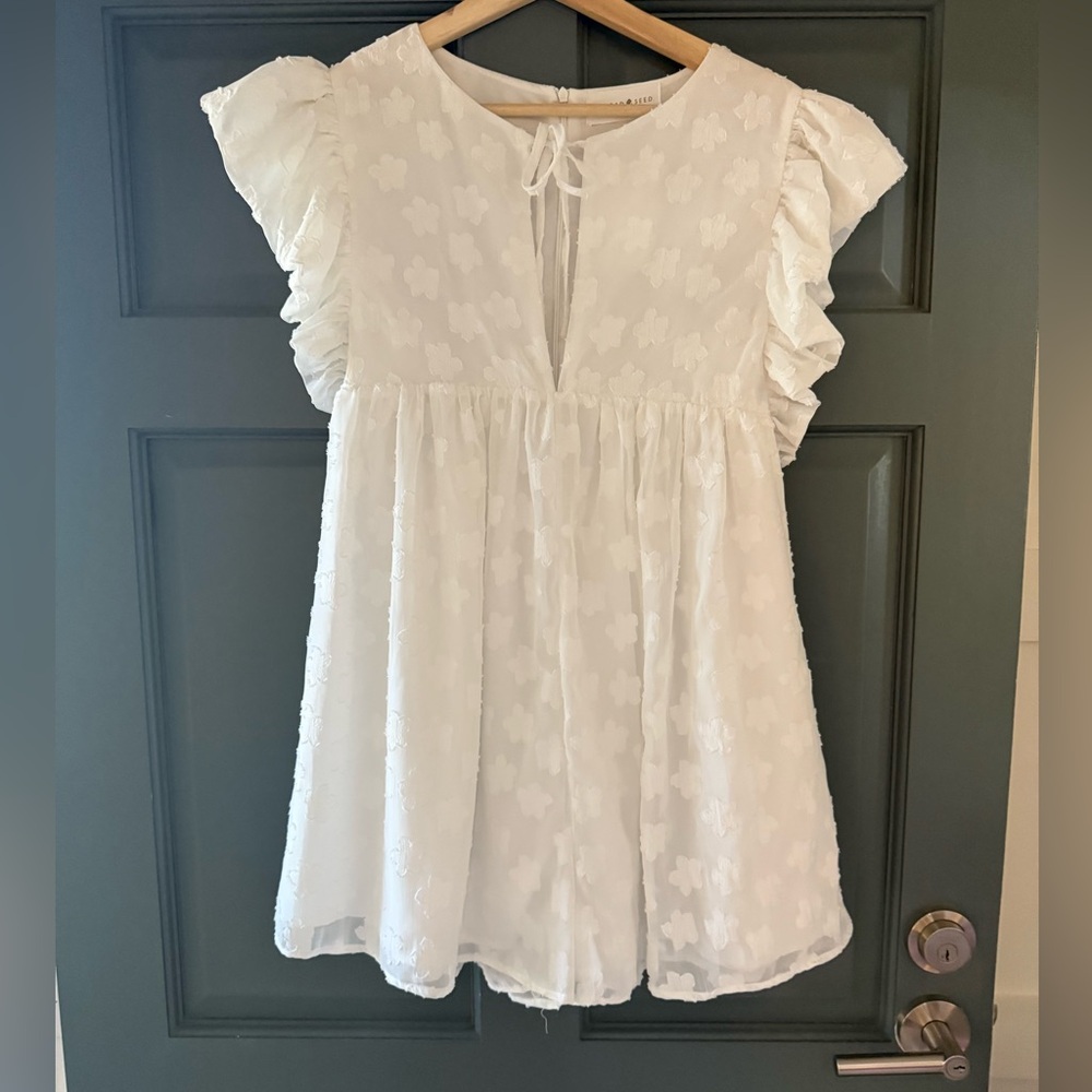Thread & Seed Elegant White Ruffled Romper